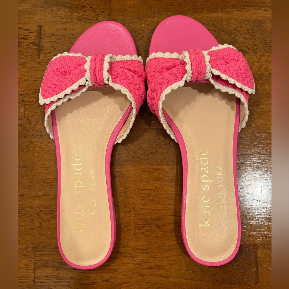 Kate Spade Pink Crochet Slide Sandals NEW - Picture 7 of 8